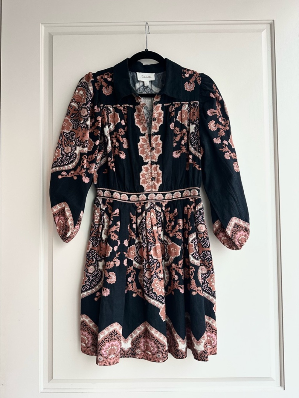 Cleobella Leigh Mini Dress Small Dark Lagos Long Sleeve - Picture 4 of 7